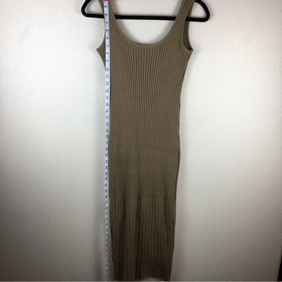 Open Edit Women's Tan Rib Tank Midi Stretch Knit Dress No Size Tag - Picture 9 of 13